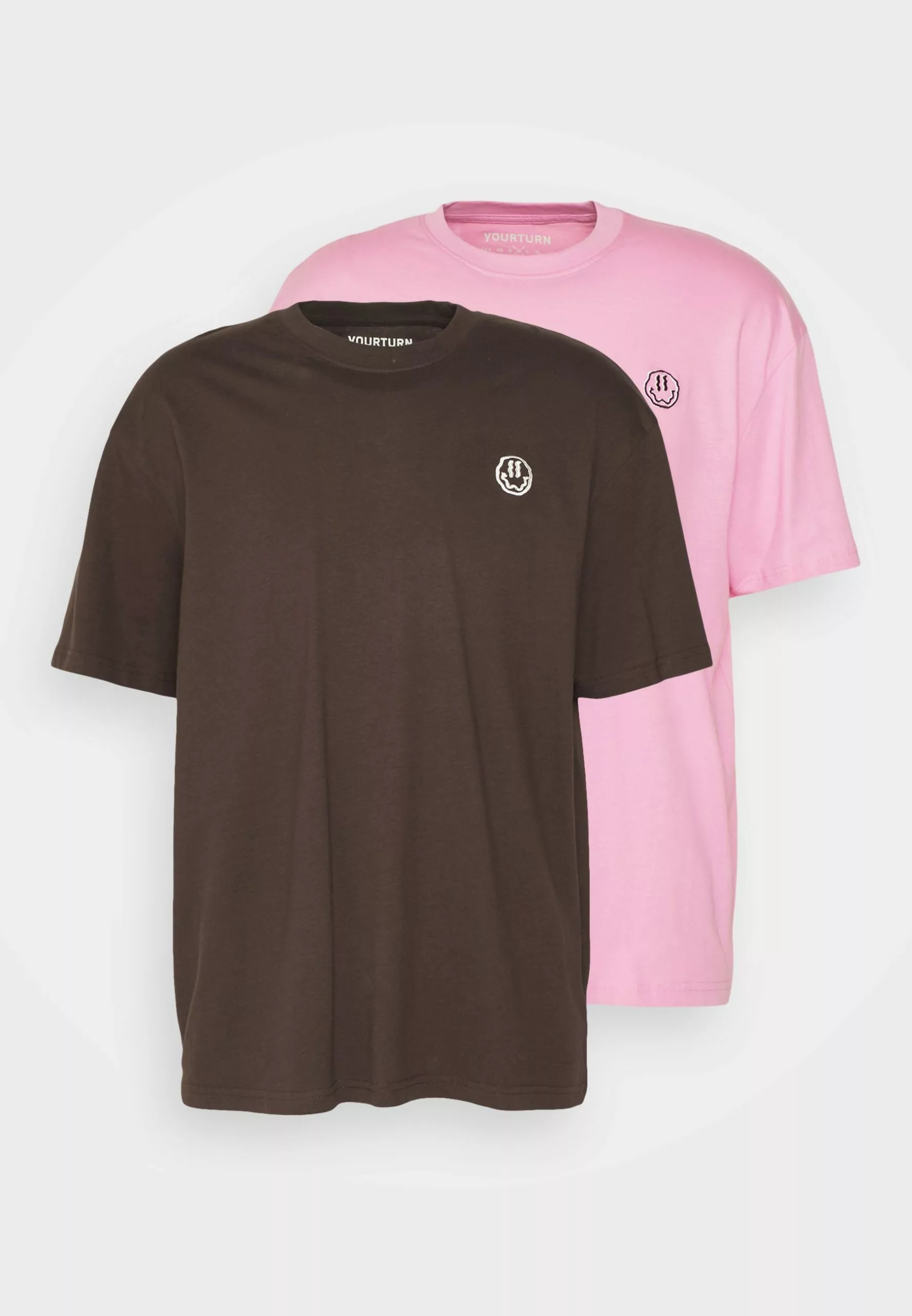 YOURTURN Unisex 2 Pack - Print T-Shirt - BrownPink 6 YOURTURN Unisex 2 Pack - Print T-Shirt - BrownPink - Image 6