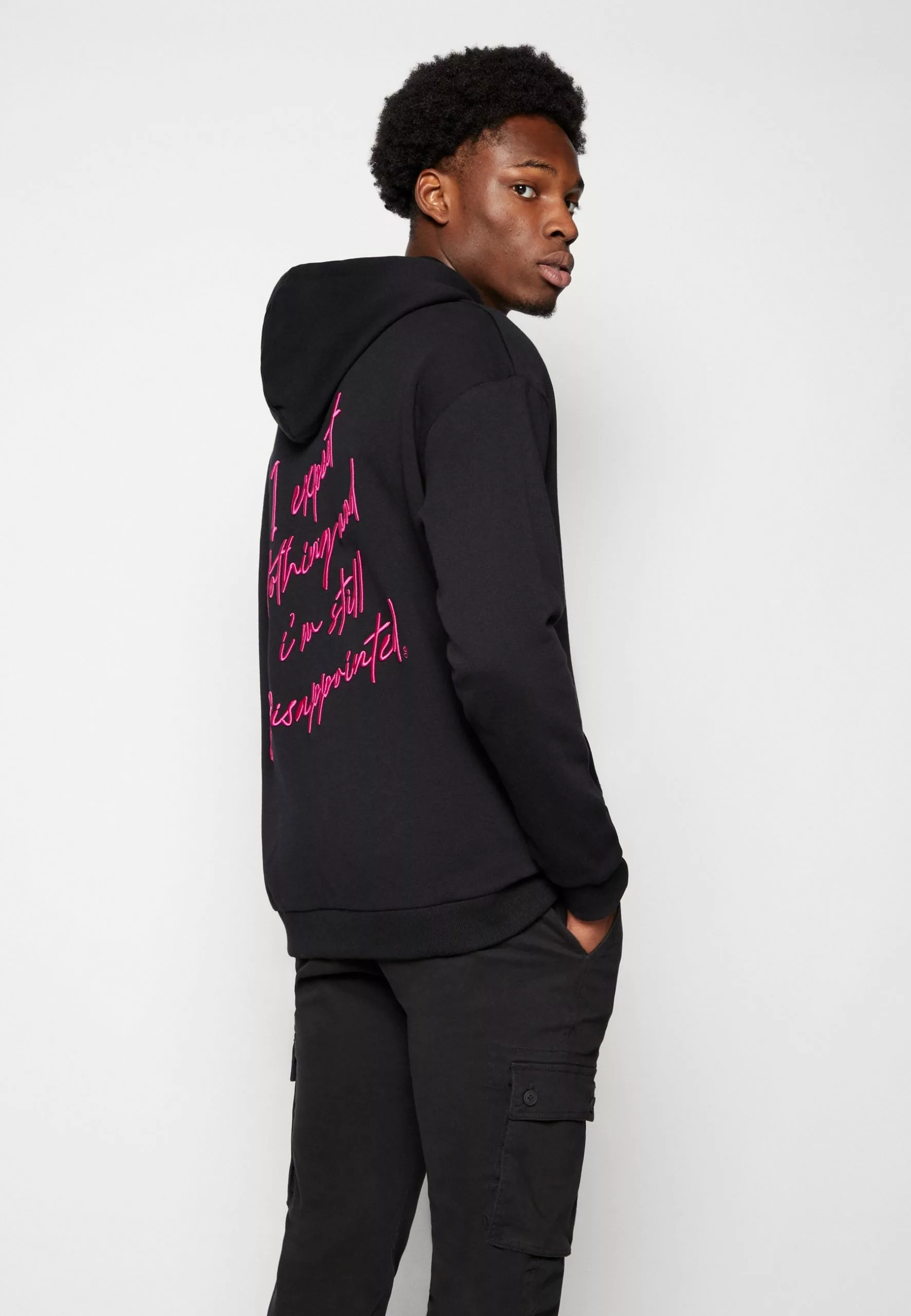 YOURTURN Embroidered Text Hoodie Unisex - Hoodie - Black 4 YOURTURN Embroidered Text Hoodie Unisex - Hoodie - Black - Image 4