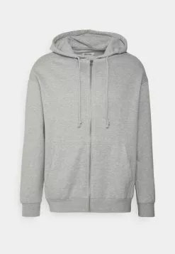 YOURTURN Relaxed Fit Unisex - Zip-Up Sweatshirt - Mottled Light Grey