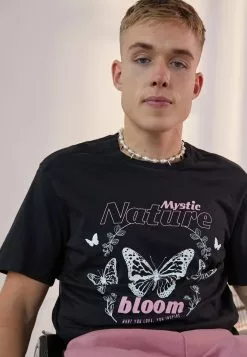 YOURTURN Unisex - Print T-Shirt - Black