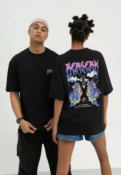 YOURTURN Unisex - Print T-Shirt - Black