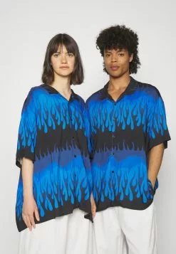 YOURTURN Unisex - Button-Down Blouse - Blue