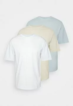 YOURTURN 3Pack Unisex - Basic T-Shirt - White/Off-White/Light Blue