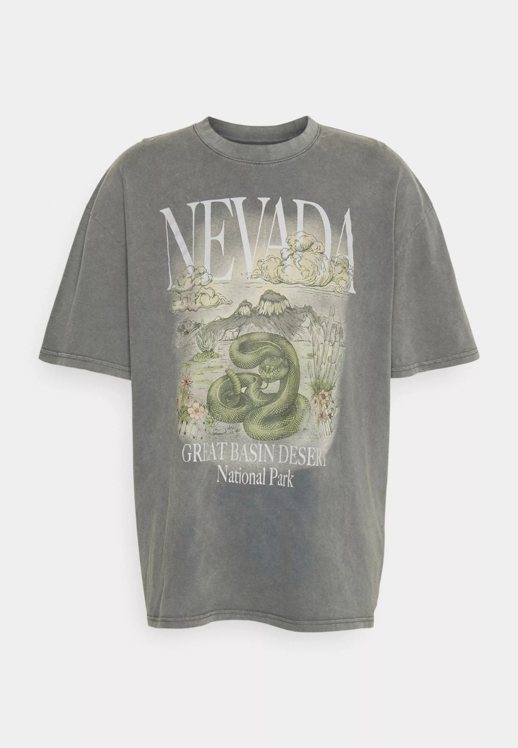 YOURTURN Nevada Wash Graphic Tee Washed - Print T-Shirt - Charcoal 4 YOURTURN Nevada Wash Graphic Tee Washed - Print T-Shirt - Charcoal - Image 4
