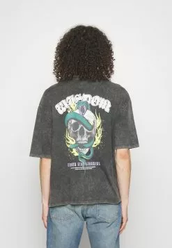 YOURTURN Skull Graphic Tee Unisex - Print T-Shirt - Mottled Black